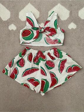 Handmade vintage 3T/4T Two Piece Watermelon Print Shirt Set